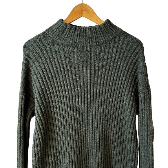 Abercrombie & Fitch Womens Cable Knit Mockneck Sweater Green S Fisherman Classic - Picture 5 of 10